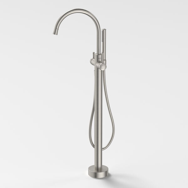 Caroma Riviere Freestanding Bath Filler with Handshower - Brushed Nickel