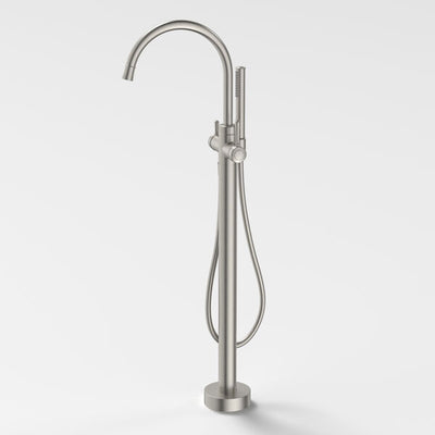 Caroma Riviere Freestanding Bath Filler with Handshower - Brushed Nickel