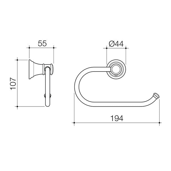 Caroma Riviere Toilet Roll Holder - Chrome specification drawing