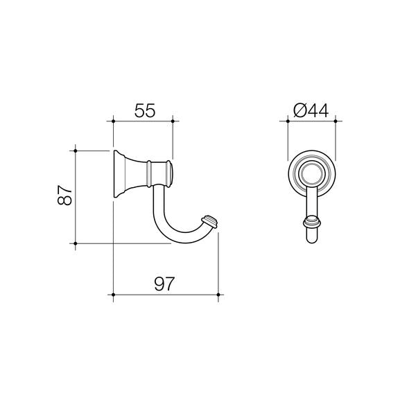 Caroma Riviere Robe Hook - Brushed Brass