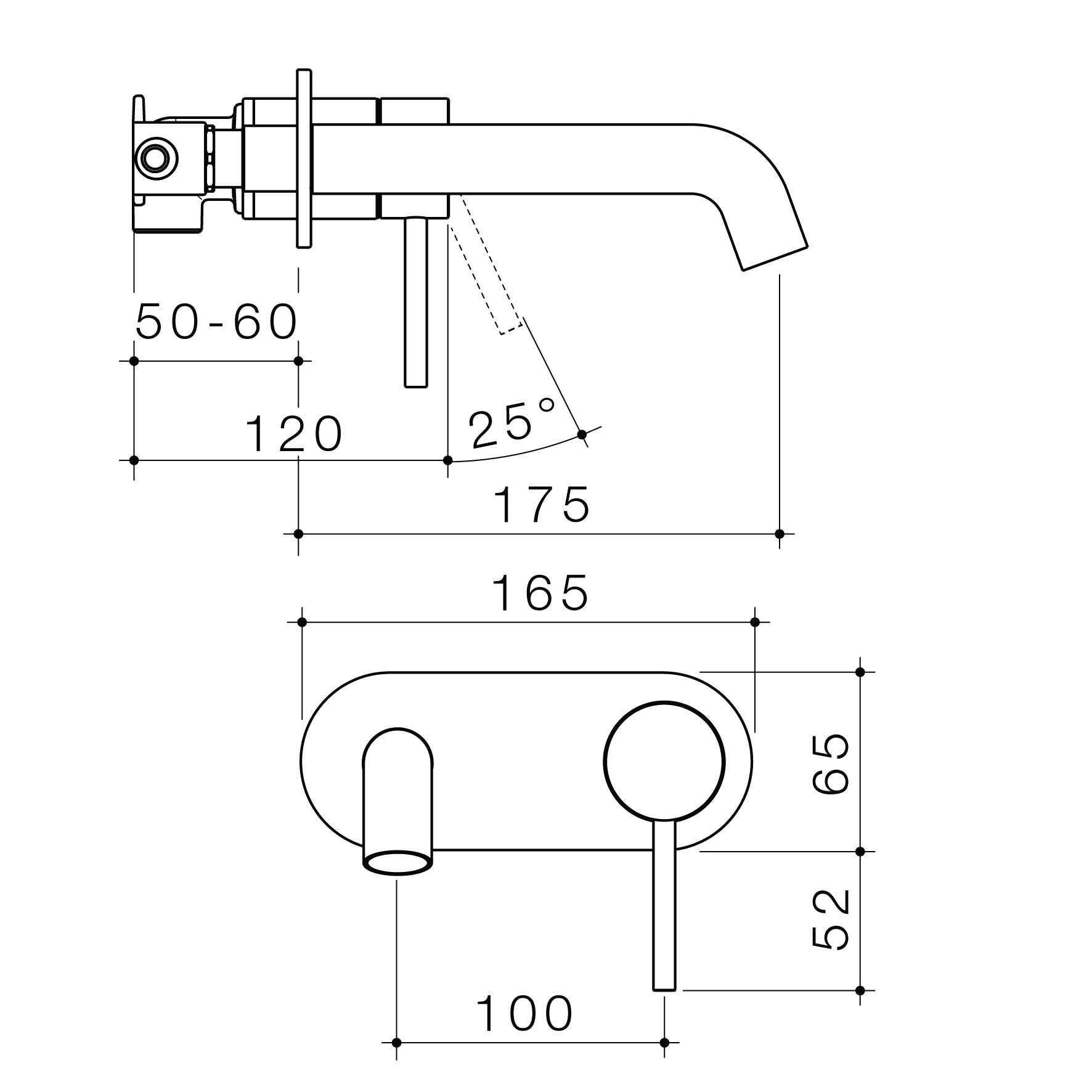 Caroma Liano II 175mm Wall Basin/Bath Mixer on Plate
