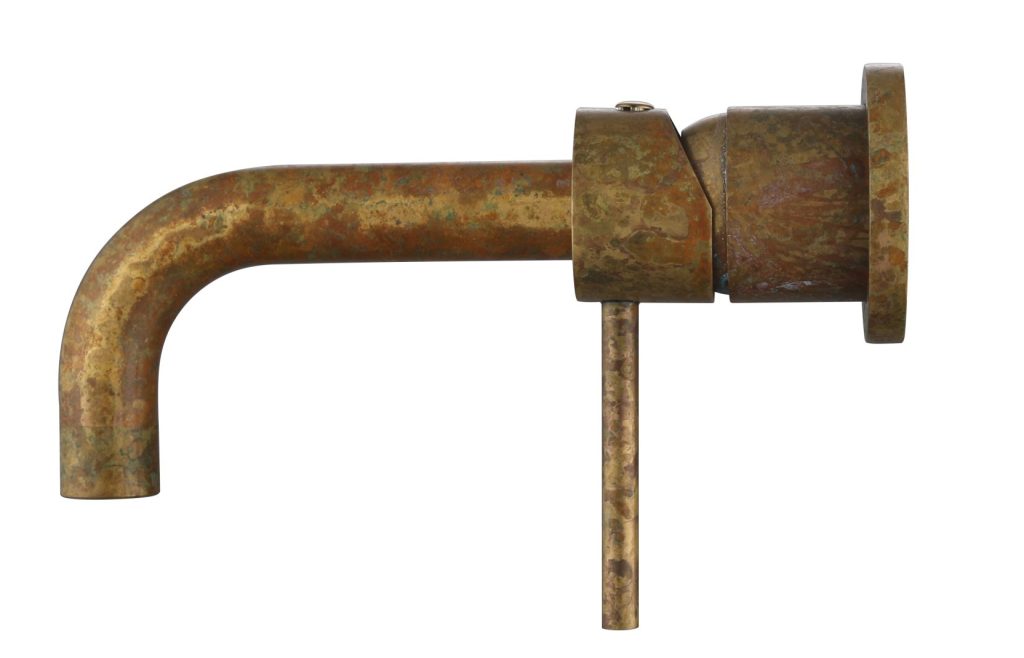 Bella Vista Mica Wall Curved Spout Set Aged Accelerated Living Brass