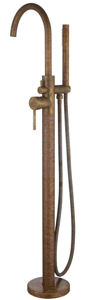 Bella Vista Mica Freestanding Bath Mixer with Hand Shower Aged Accelerated Living Brass