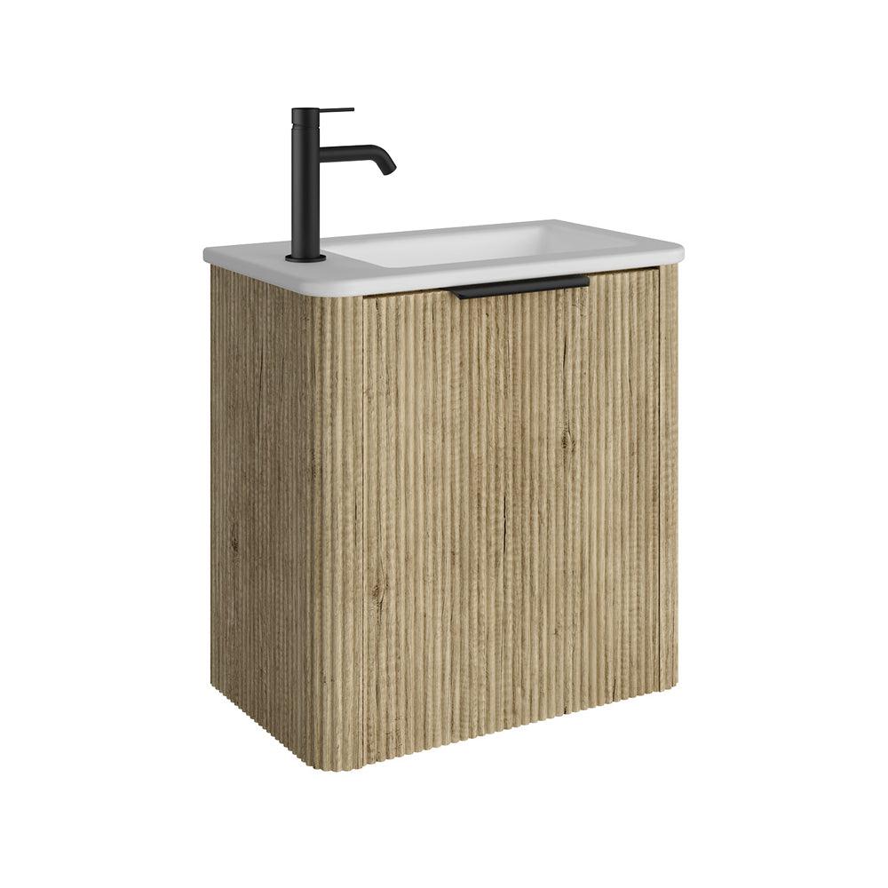 Fienza Minka Mini 550 Wall Hung Vanity Left Hand Tap Scandi Oak