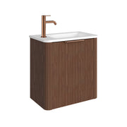 Fienza Minka Mini 550 Wall Hung Vanity Left Hand Tap Walnut