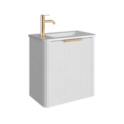 Fienza Minka Mini 550 Wall Hung Vanity Left Hand Tap Satin White