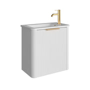 Fienza Minka Mini 550 Wall Hung Vanity Right Hand Tap Satin White