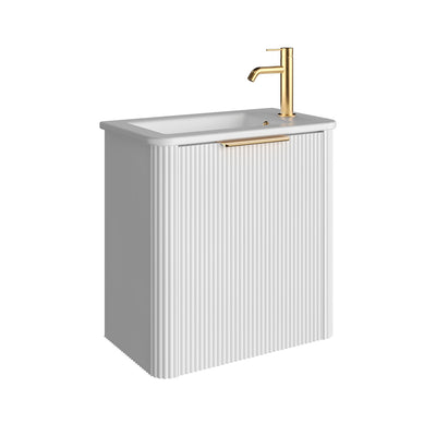 Fienza Minka Mini 550 Wall Hung Vanity Right Hand Tap Satin White