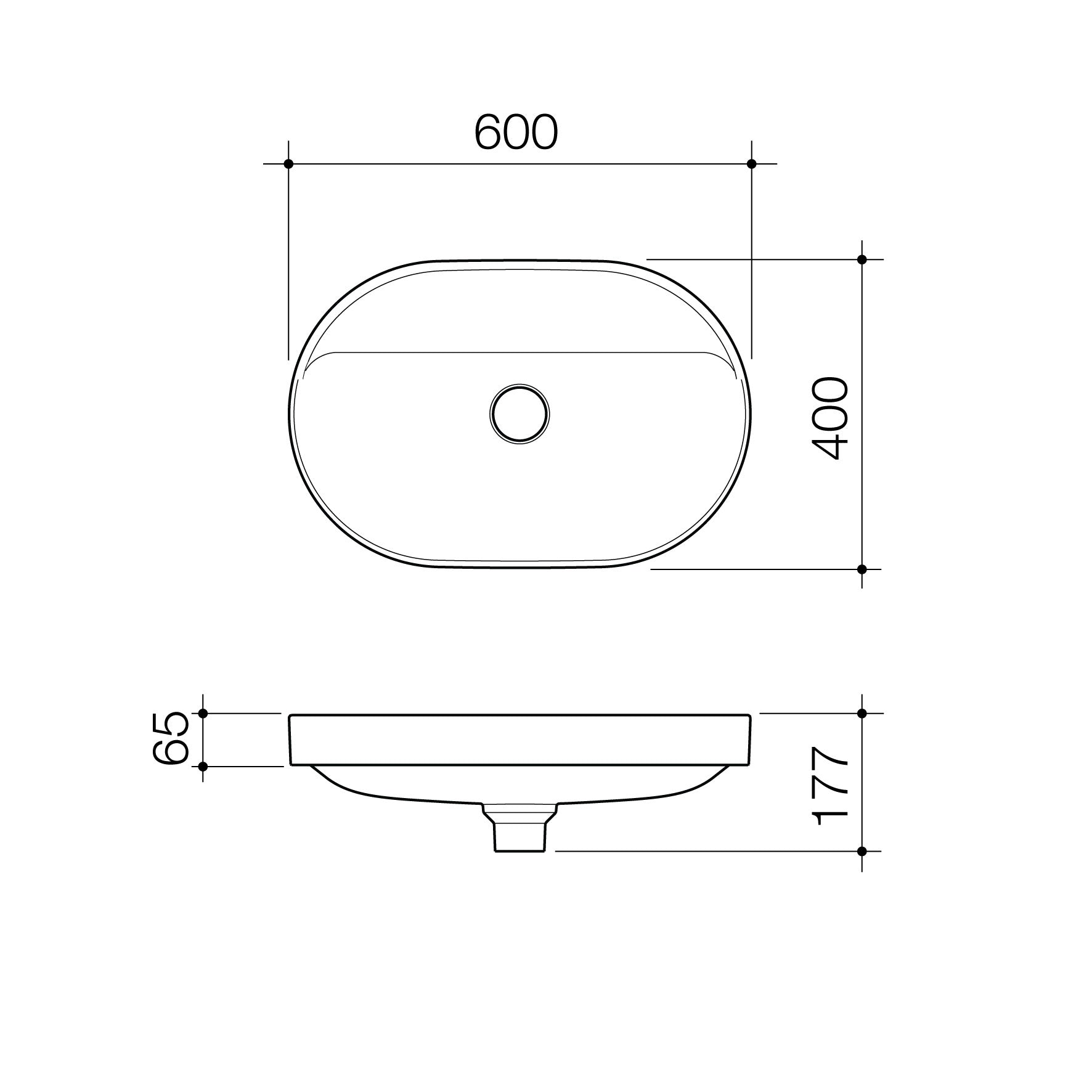 Caroma Liano II 600mm Pill Inset Basin 0TH