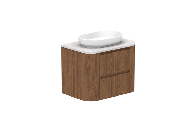 Adp Thea Curved Wall Hung Vanity Cherry Pie Benchtop