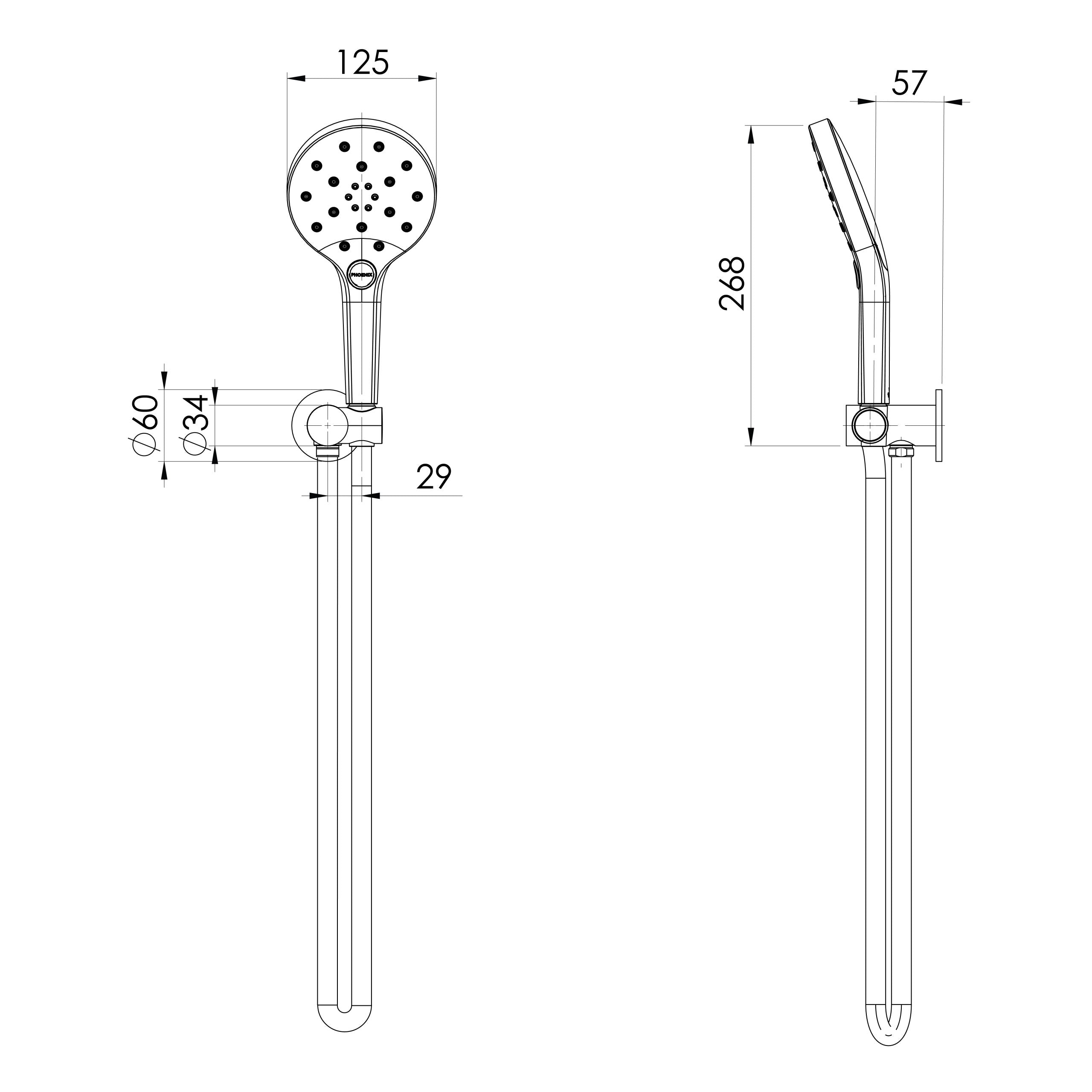 Phoenix Ormond Hand Shower Brushed Carbon