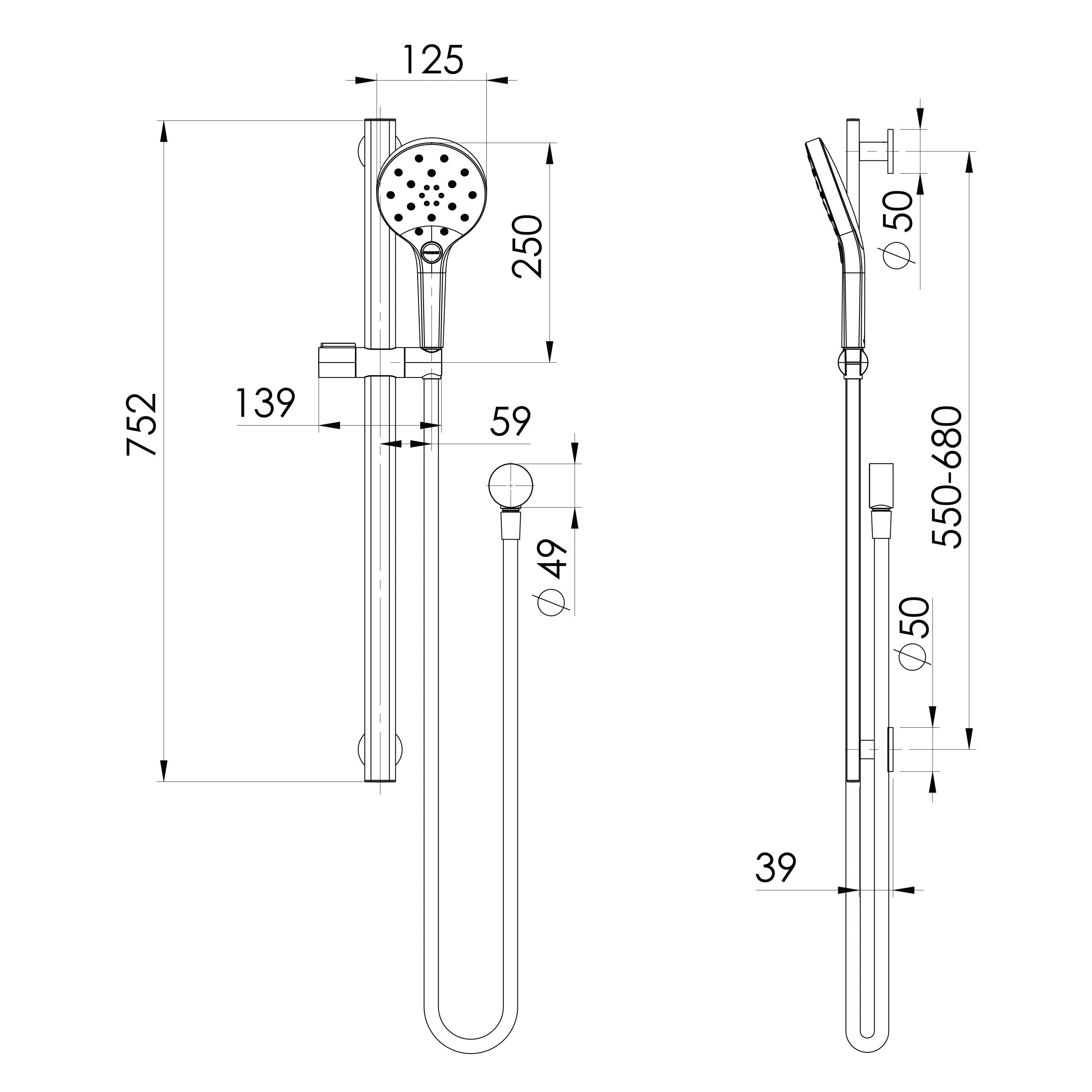 Phoenix Oxley Rail Shower Matte Black