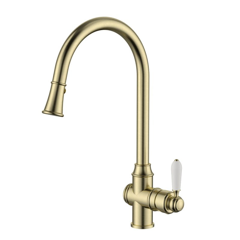 Modern National Bordeaux Pull-Out Kitchen Mixer - Brushed Bronze