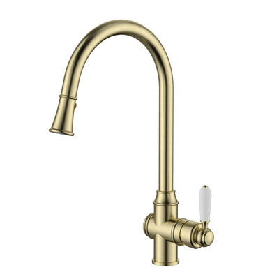 Modern National Bordeaux Pull-Out Kitchen Mixer - Brushed Bronze