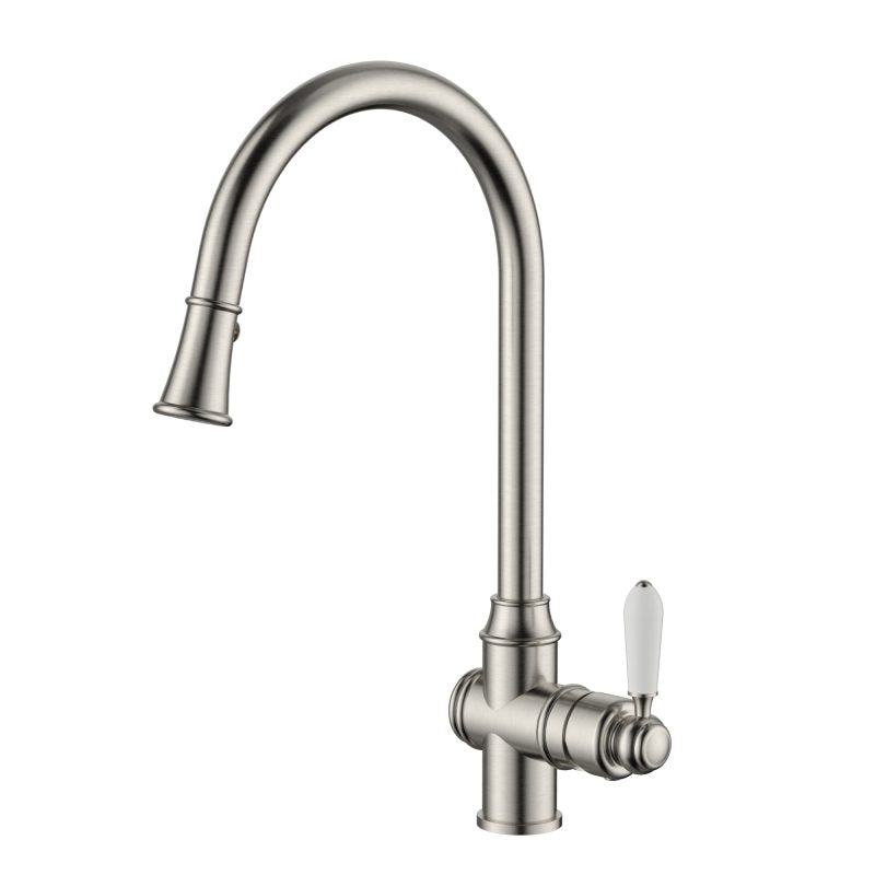 Modern National Bordeaux Pull-Out Kitchen Mixer - Brushed Nickel