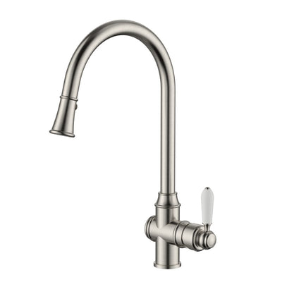Modern National Bordeaux Pull-Out Kitchen Mixer - Brushed Nickel