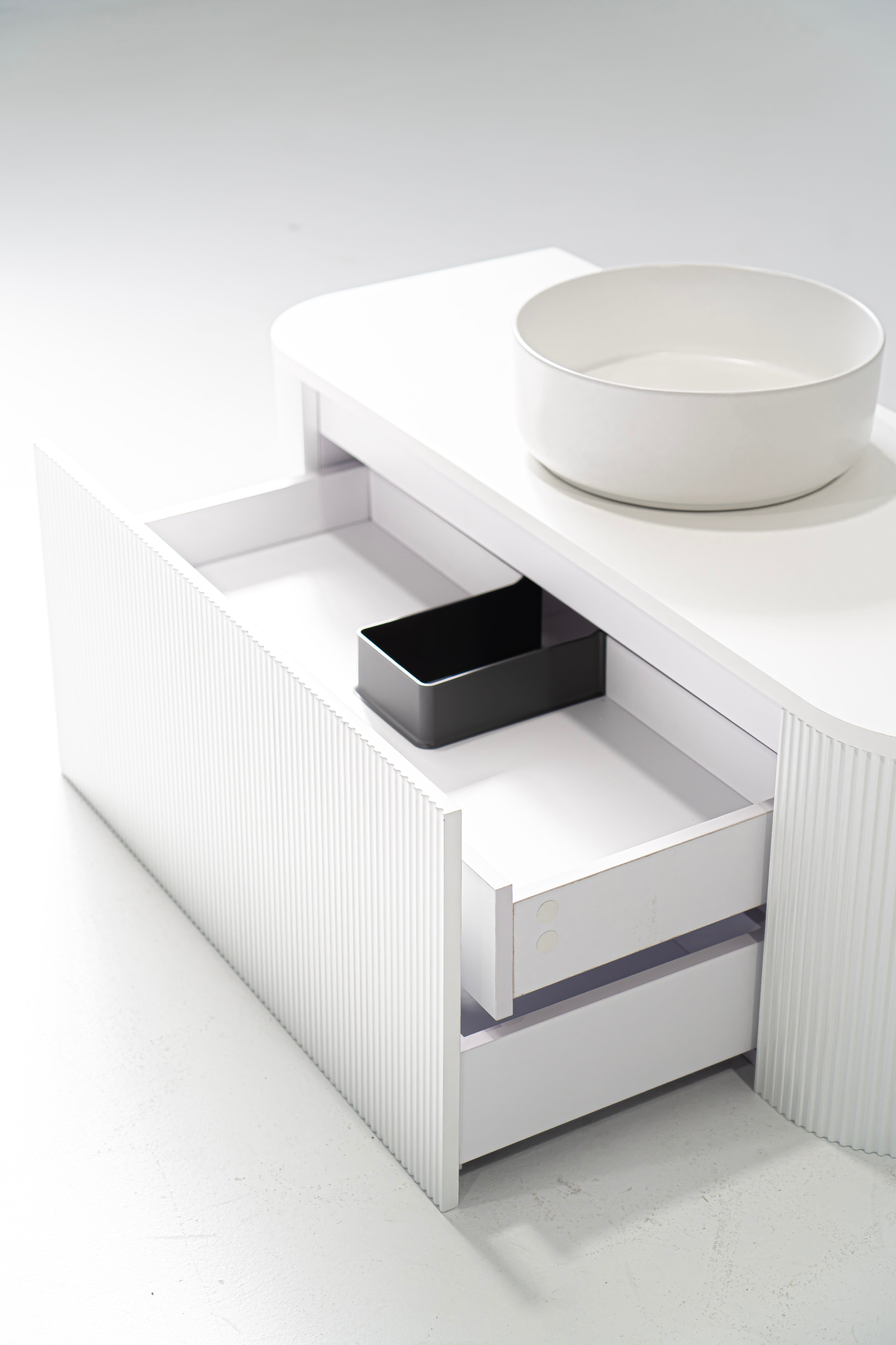 1200mm Portofino White Flute Vanity Unit