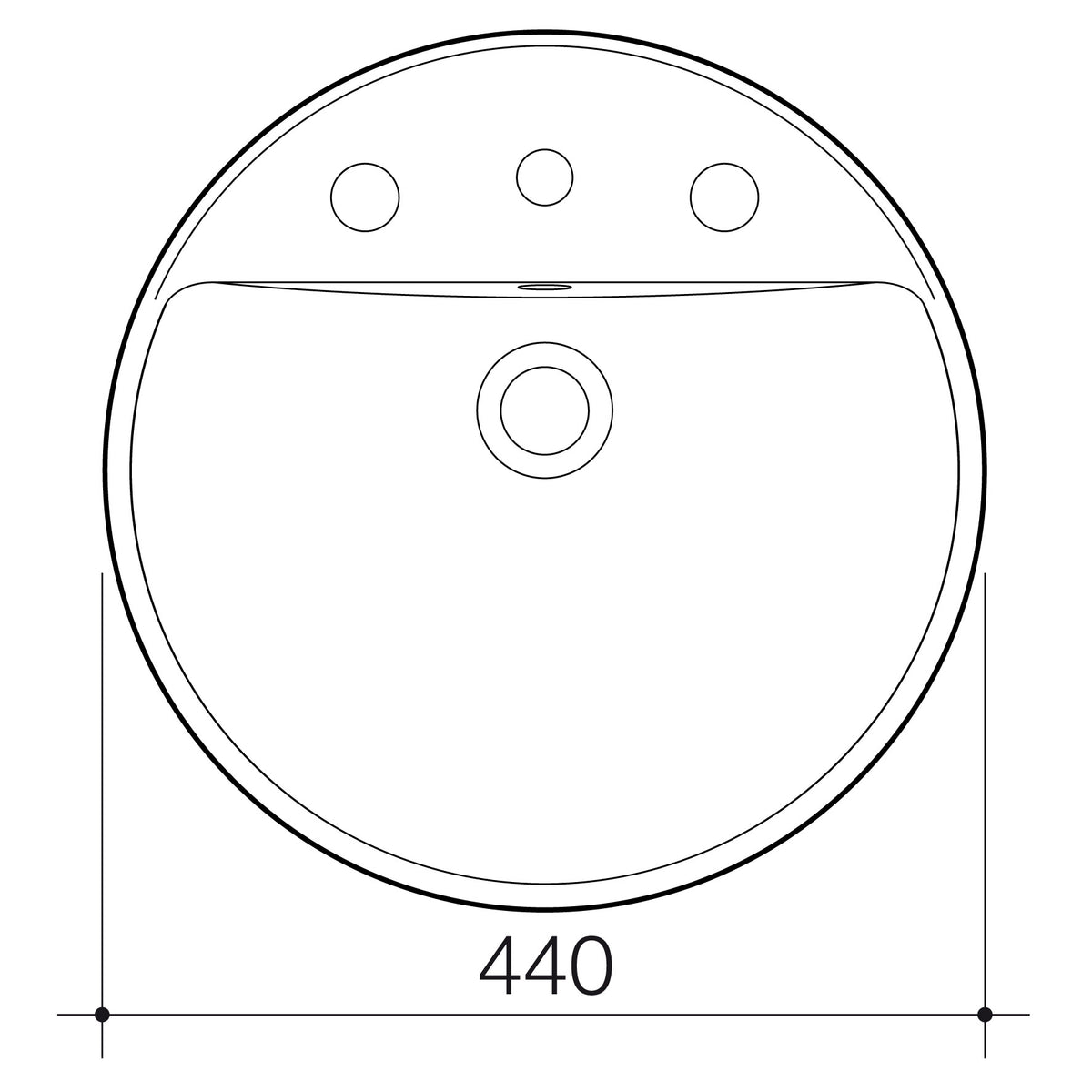 Orbis Inset Basin 1TH White specification drawing