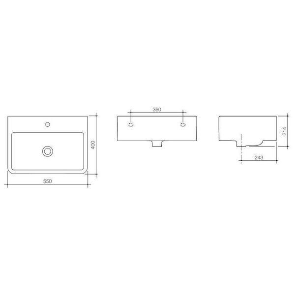 Cubus Wall Basin 1TH