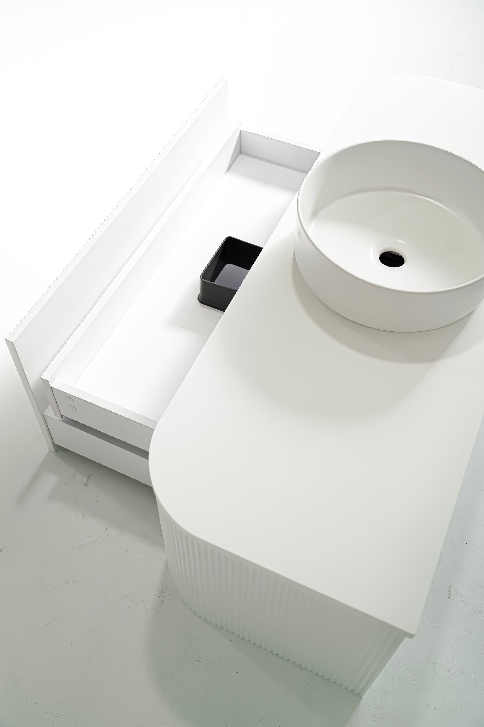 1200mm Portofino White Flute Vanity Unit - Top View