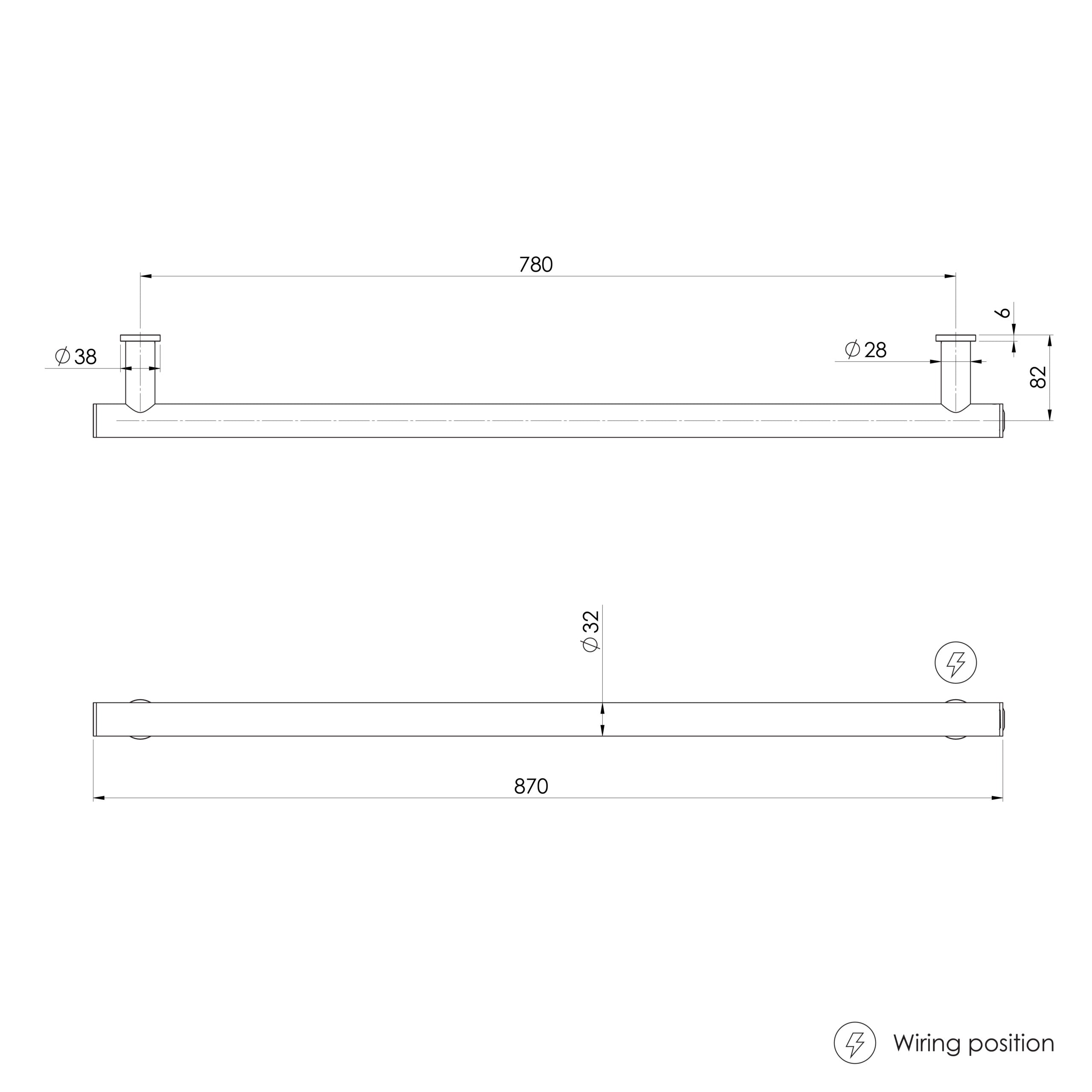 Phoenix Heated Towel Rail Round 800mm Brushed Bronze