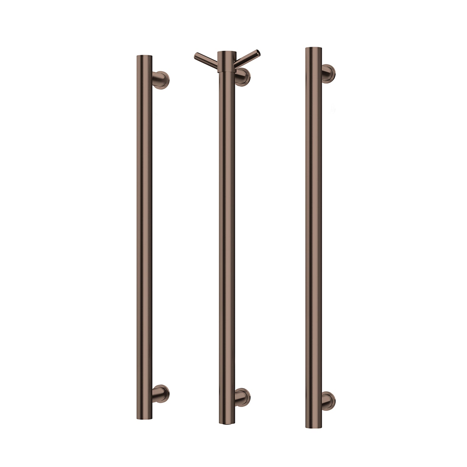Phoenix Heated Triple Towel Rail Round 800mm Brushed Bronze