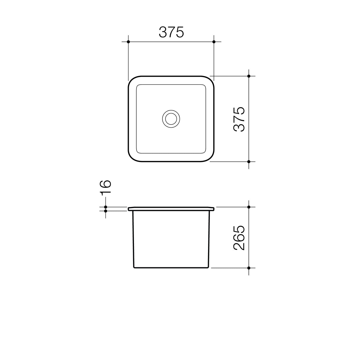Laboratory Vitreous China Basin - Medium specification drawing