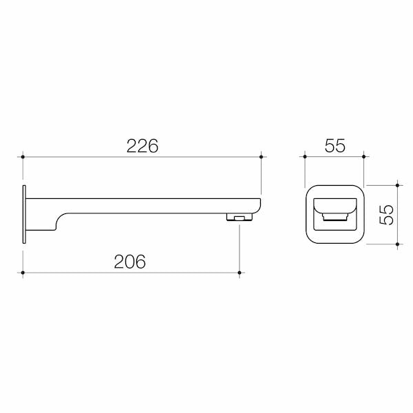 Caroma Luna Wall Basin/Bath Outlet technical drawing