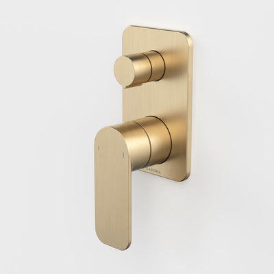 Caroma Luna II EasySwitch Bath/Shower Mixer with Diverter - Brushed Brass (Complete Kit)