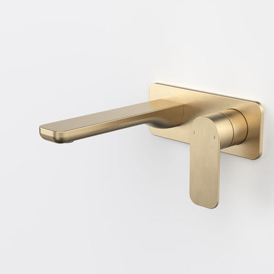 Caroma Luna II EasySwitch Wall Basin/Bath Mixer 180mm - Brushed Brass (Complete Kit)