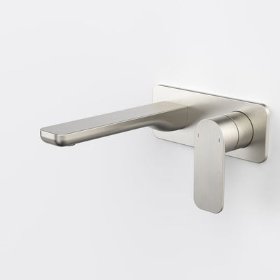 Caroma Luna II EasySwitch Wall Basin/Bath Mixer 180mm - Brushed Nickel (Complete Kit)