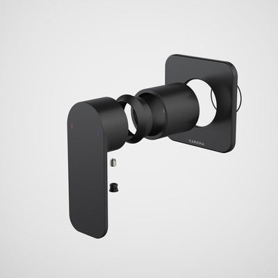 Caroma Luna II EasySwitch Bath/Shower Mixer - Trim Kit - Black (In Wall Body not included)