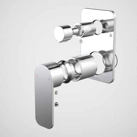Caroma Luna II EasySwitch Bath/Shower Mixer with Diverter - Trim Kit - Chrome (In Wall Body not included)