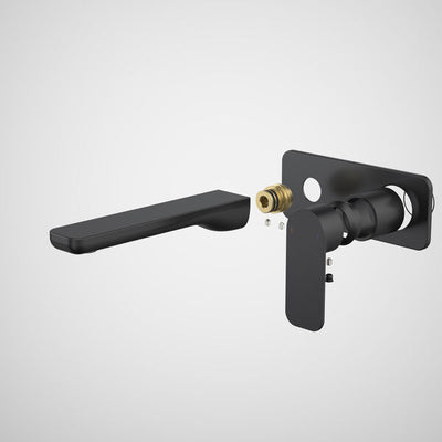 Caroma Luna II EasySwitch Wall Basin/Bath Mixer 180mm - Trim Kit - Black (In Wall Body not included)