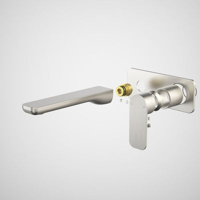Caroma Luna II EasySwitch Wall Basin/Bath Mixer 180mm - Trim Kit - Brushed Nickel (In Wall Body not included)