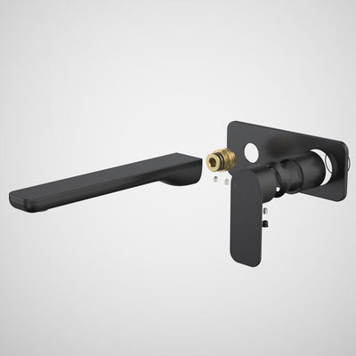 Caroma Luna II EasySwitch Wall Basin/Bath Mixer 220mm - Trim Kit - Black (In Wall Body not included)