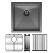 Hana 32L Single Kitchen Sink Kit, PVD Carbon Metal