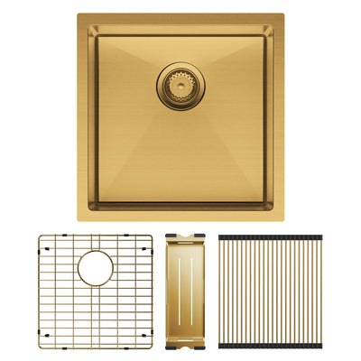 Hana 32L Single Kitchen Sink Kit, PVD Rugged Brass
