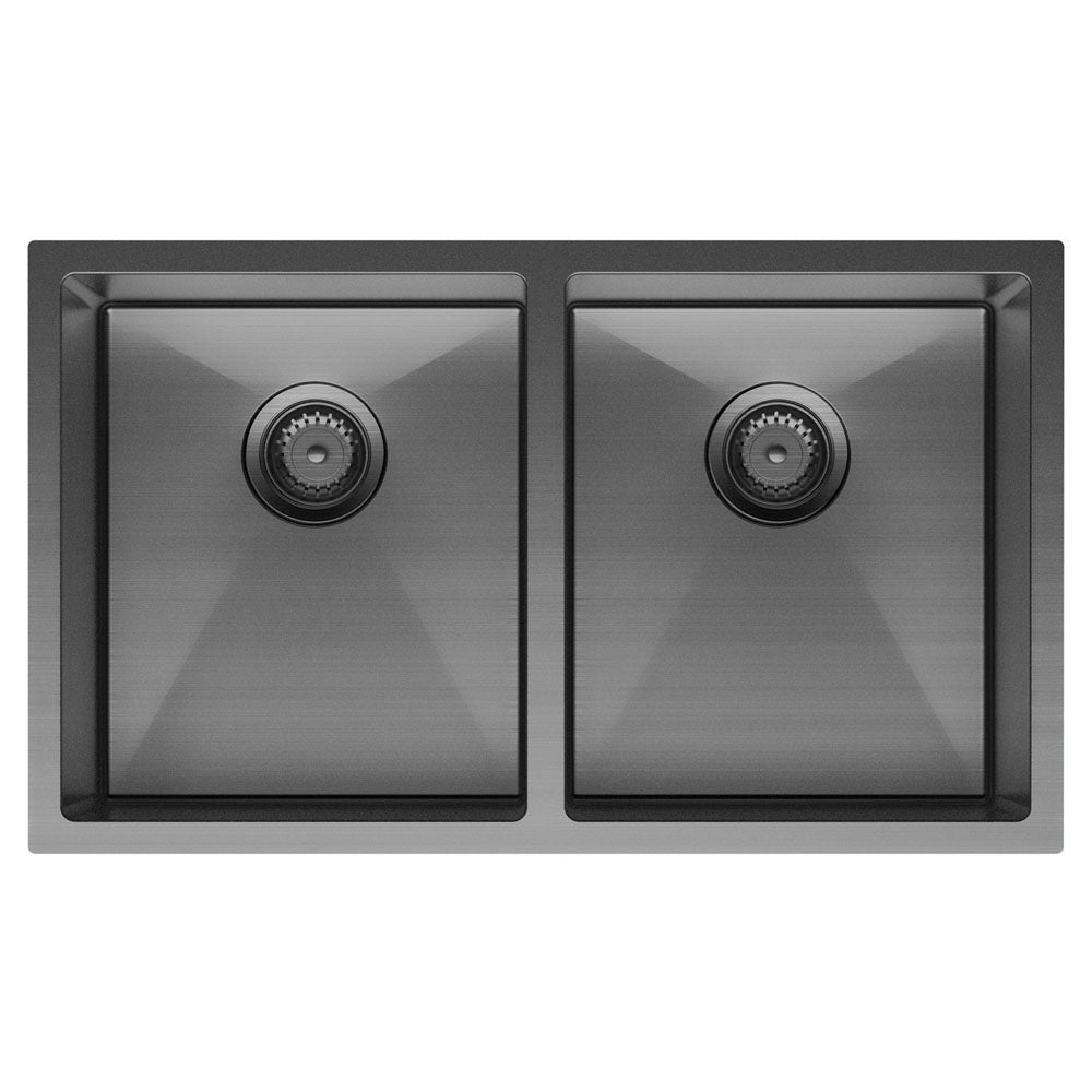 Hana 27L/27L Double Kitchen Sink, PVD Carbon Metal