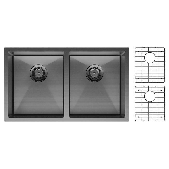 Hana 27L/27L Double Kitchen Sink, PVD Carbon Metal
