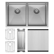 Hana 27L/27L Double Kitchen Sink Kit, Stainless Steel