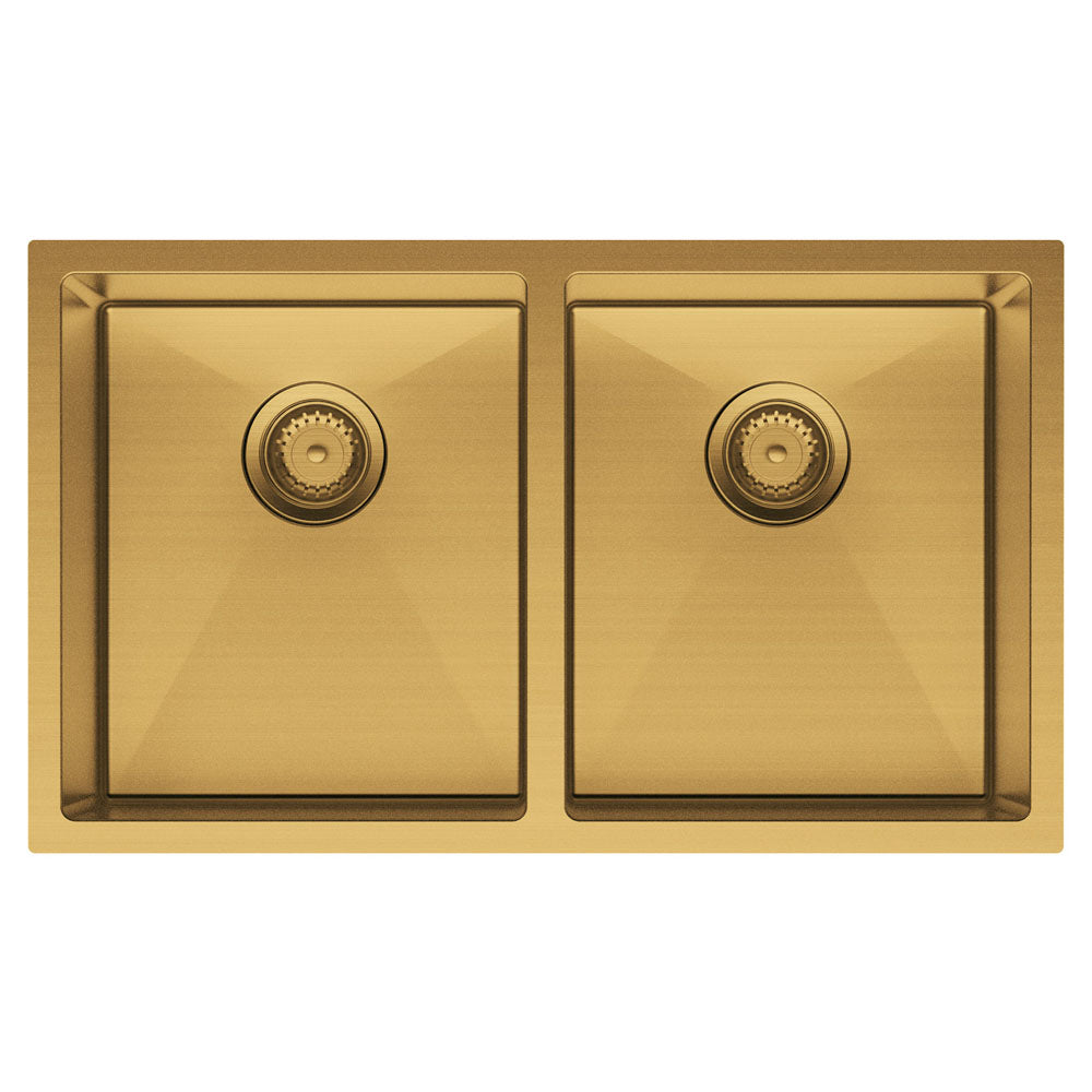 Hana 27L/27L Double Kitchen Sink, PVD Rugged Brass