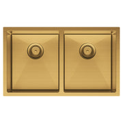 Hana 27L/27L Double Kitchen Sink, PVD Rugged Brass