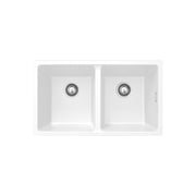 Fienza Kuro Granite32L/14L Double Kitchen Sink with Drainer Matte White