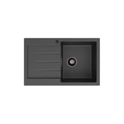 Fienza Kuro Granite 32L Single Kitchen Sink with Drainer Right Bowl Matte Black