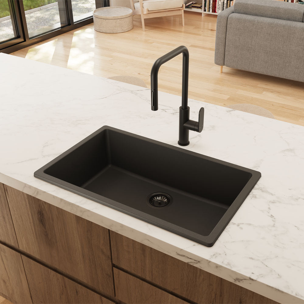 Kuro Granite 53L Single Bowl Kitchen Sink Matte Black
