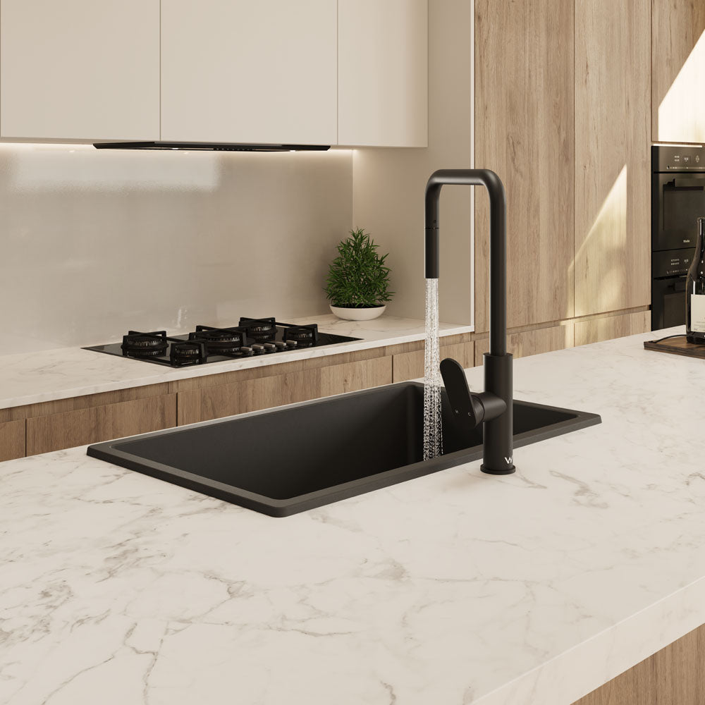 Kuro Granite 53L Single Bowl Kitchen Sink Matte Black