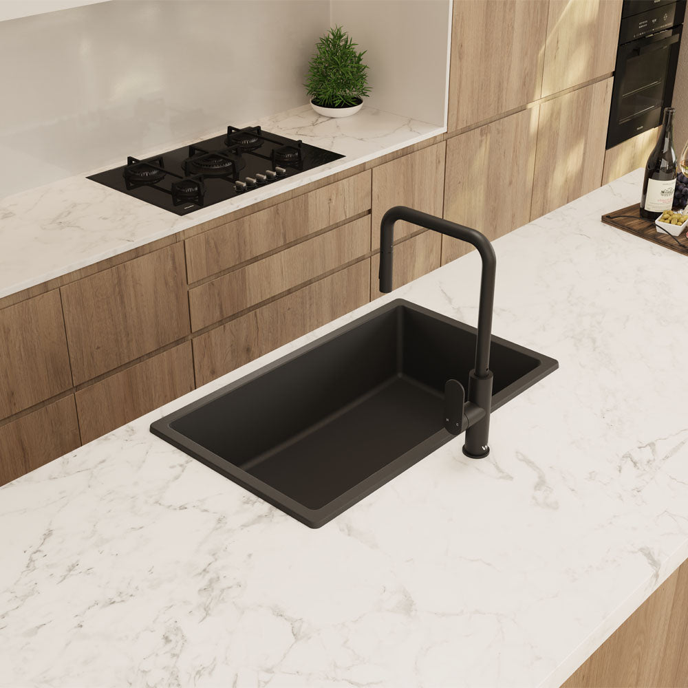 Kuro Granite 53L Single Bowl Kitchen Sink Matte Black