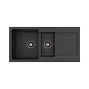 Fienza Kuro Granite32L/14L Double Kitchen Sink with Drainer Matte Black