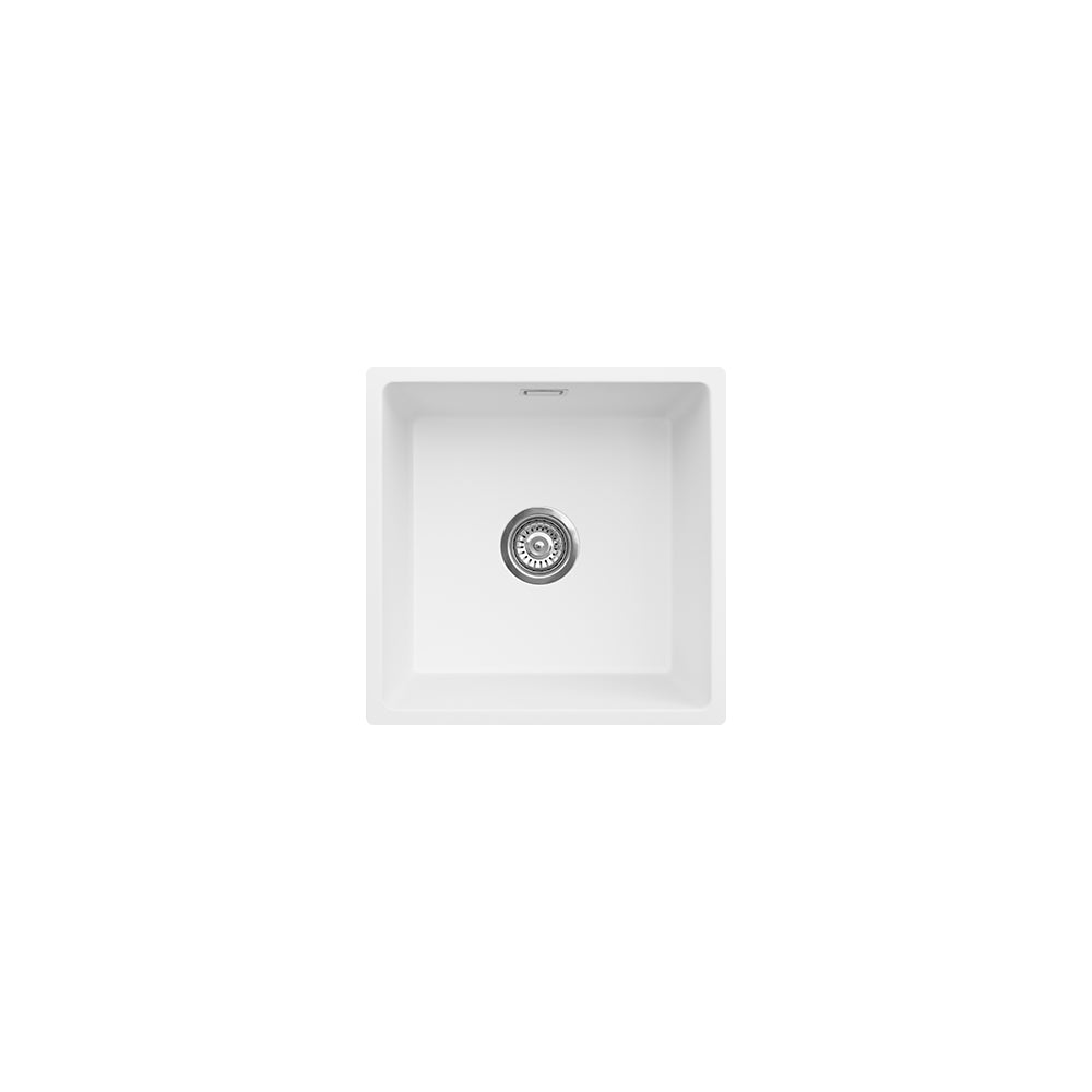 Fienza Kuro Granite 29L Single Bowl Kitchen Sink Matte White
